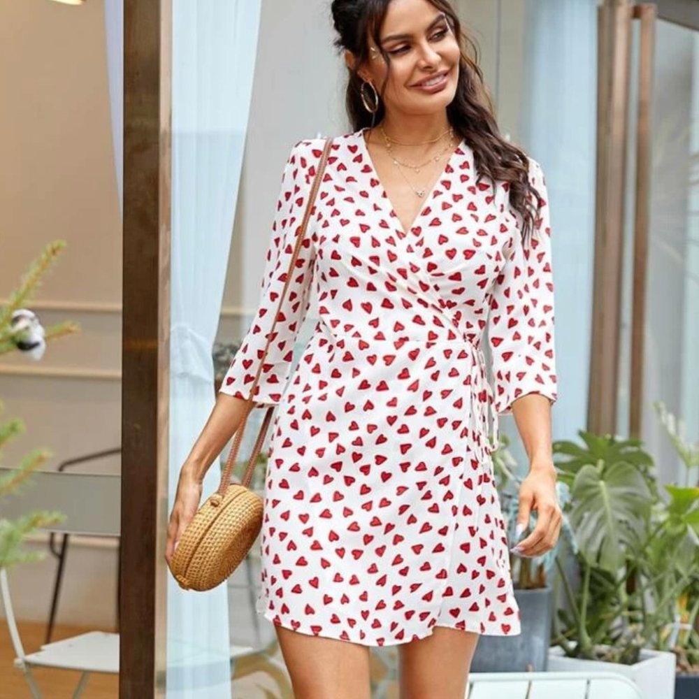 SHEIN Heart Wrap Dress